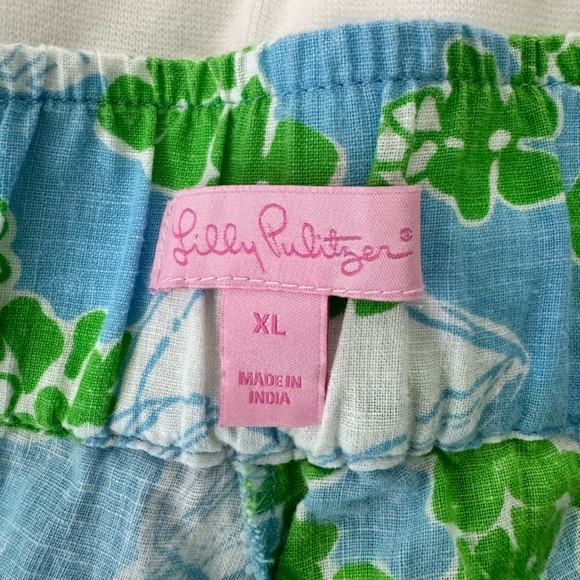 Lilly Pulitzer blue toss up print wide leg pants women’s XL - Picture 4 of 5
